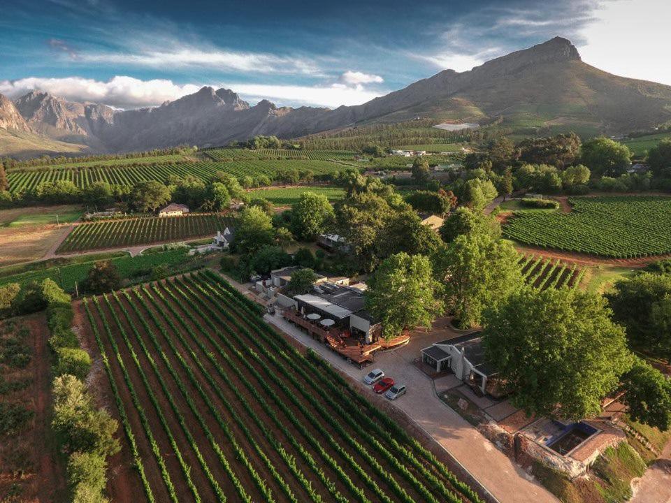 Alluvia Boutique Winery & Luxury Accommodation Stellenbosch Zewnętrze zdjęcie Aerial view of the winery